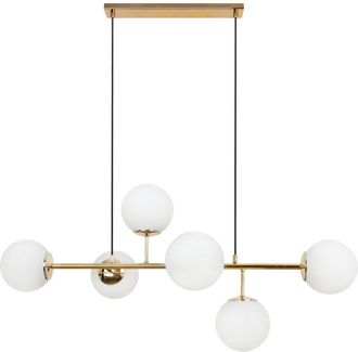 OEM L&aacute;mpara De Techo Siena Dorada 6 Pantallas Planas Blancas E14 Brazos Largos