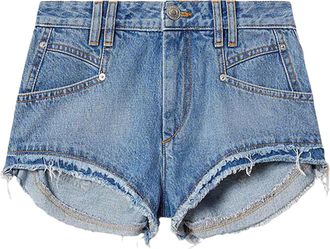 Isabel Marant Frayed Hem Denim Shorts with Classic Five-Pocket Design