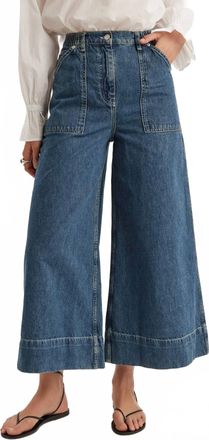 Merlette Violette Wide Leg Pant In Mid-Blue Wash