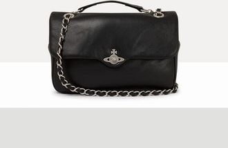 Vivienne Westwood Anita Medium Shoulder Bag Aniline Leather Blackpurple / Red / Bluesilver