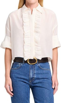 TWP Next Ex Ruffle Crop Shirt in Ivory at Nordstrom, Size X-Small