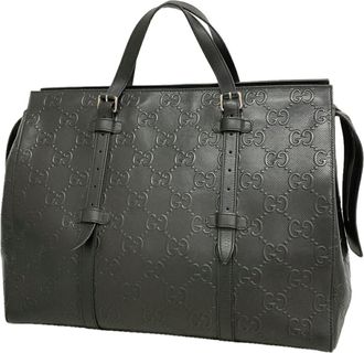 Gucci Black Leather Tote Bag (Pre-Owned)