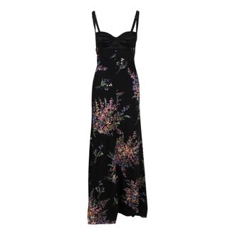 Dolce & Gabbana Maxi Dresses, female, Black, Size: S Dress in charmeuse with a floral print