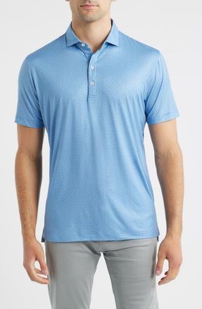 Johnnie-O Ralph Geo Print Featherweight Performance Polo in Carbon Fiber at Nordstrom, Size Medium