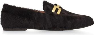 Aquazzura Schoenen, Dames, Zwart, 36 EU, Leer, Furry Espresso Mocassins