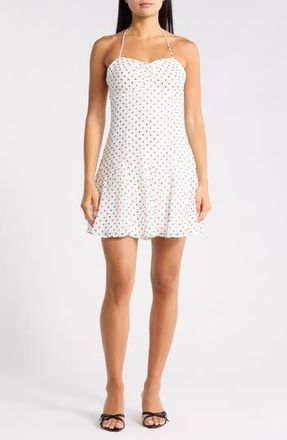 Madden Girl Polka Dot Halter Neck Minidress in White/Black at Nordstrom Rack, Size X-Large