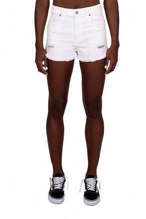 Eunina Jeans Super Hi-Rise Distressed Short In White Sand Dune