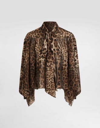Dolce & Gabbana Leo-print Silk Chiffon Shirt - Woman Collection Animal Print 36