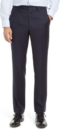 Santorelli Roma Flat Front Loro Piana Wool Serge Dress Pants in Navy at Nordstrom, Size 32