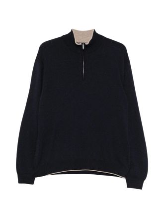 Paul & Shark Half-Zip Knit Sweater with High Collar and Ribbed Detailing