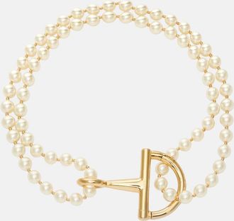 Gucci Half Horsebit faux pearl necklace