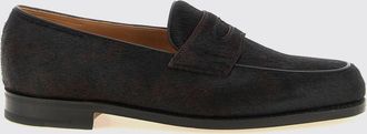 John Lobb Pony Hair Penny Loafers with Strap and Leather Sole