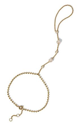 Nadri Esme Faux Pearl Hand Chain in Gold at Nordstrom