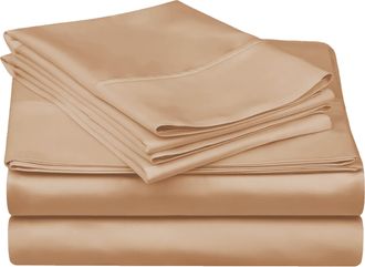 Superior 300-Thread Count Breathable Egyptian Cotton Luxurious Solid Deep Pocket Sheet Set