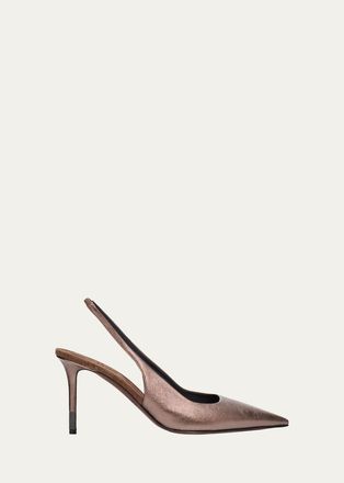 Brunello Cucinelli 80MM Leather Slingback Pumps