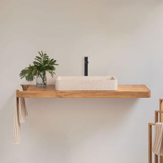 Sklum Conjunto De Mueble De Ba&ntilde;o 130x45 Cm Suspendido En Madera De Teca Neill Sklum