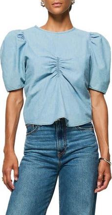 Nation Ltd Cecily Center Ruched Organic Cotton Top in Blue Chambray Faded Blue at Nordstrom Rack, Size Xx-Large