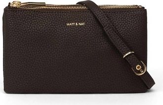 Matt & Nat Womens Triplet Vegan Crossbody Bag In Truffle