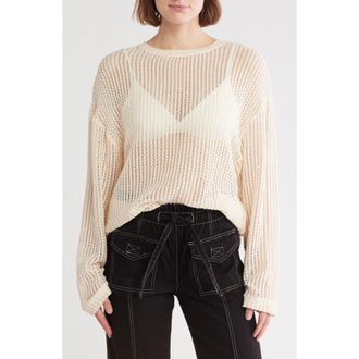 Topshop Open Stitch Metallic Pullover in Cream at Nordstrom Rack, Size Large
