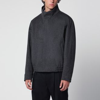 Lardini Giacca con zip grigia in lana