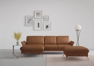Sit&more Ecksofa »Fashion L-Form« wahlweise mit Kopfteilverstellung, Vorziehsitz, motorisch, Nickelfüsse