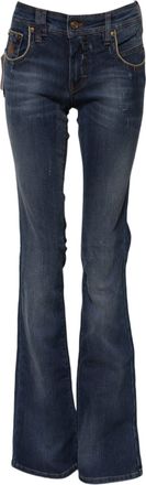 John Galliano Cotton Mid Waist Wide Leg Womens Jeans