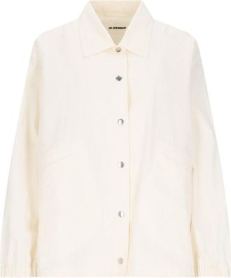 Jil Sander Logo Single-Breasted Jacket - Off-White