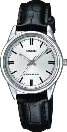 Casio Womens Silver Dial Leather Analog Watch - LTP-V005L-7AUDF