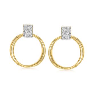 Ross-Simons Diamond Doorknocker Earrings in 18kt Gold Over Sterling