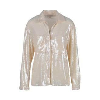 Patrizia Pepe Patrizia Pepe, Shirts, female, Beige, Size: S Beige Sequin Shirt Spring/Summer Women