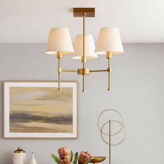 Pagazzi Taliah 3-Light Antique Brass Semi-Flush Ceiling Light in Gold
