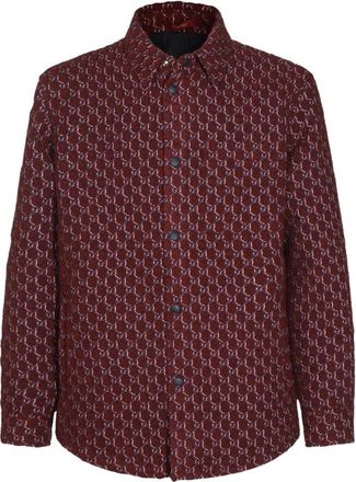 Gucci Wollen Casual Jas met Logopatroon - Heren - Zomerjassen - Rood - L - Wol - Jassen