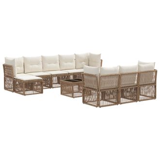 vidaXL Conjunto De Sof&aacute;s De Jard&iacute;n 11 Pcs Beige Rat&aacute;n Sint&eacute;tico Vidaxl
