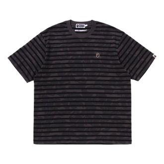 A Bathing Ape Solid Camo Stripe One Point Relaxed Fit T-Shirt Black 1L80-109-305-BLK