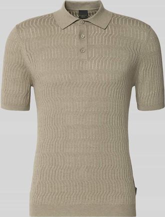 Bugatti Slim Fit Strick-Poloshirt mit Knopfleiste in Sand, Gr&ouml;&szlig;e XXL