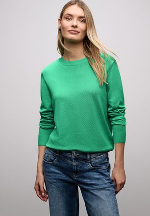 Street One Strickpullover STREET ONE, Damen, Gr. 36, arcadia gr&uuml;n, Strick, Obermaterial: 86% Viskose, 14% Polyester, unifarben, tailliert h&uuml;ftbedeckend, Rundhals