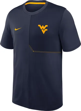 Nike West Virginia Sideline Coach Nike Mens Dri-FIT College Top in Blue | 03B219MCWVN-GQK