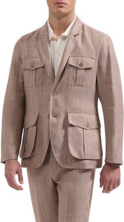 Bugatchi Linen Safari Jacket in Tobacco at Nordstrom, Size 46