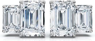 Pompeii3 Certified 1 1/2Ct Emerald Cut Two Stone Diamond Earrings 14k Gold Lab Grown