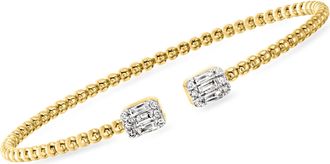 Ross-Simons Diamond and 18kt Gold Over Sterling Bead Cuff Bracelet