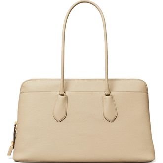 Tory Burch Lock Leather Satchel in Light Stone at Nordstrom