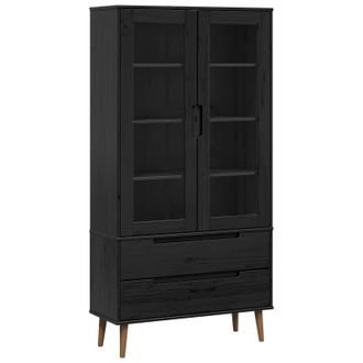 vidaXL Gabinete De Exhibici&oacute;n De Vidrio Molde 90 X 35 X 175 Cm Negro Vidaxl