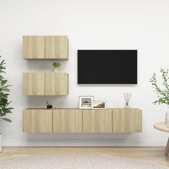 vidaXL Vidaxl - Juego De Muebles De Sal&oacute;n 4 Piezas Roble Sonoma