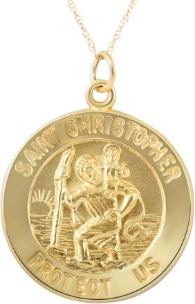 Pompeii3 14k Yellow Gold St. Christopher Medal Pendant 1 Tall 3.5 Grams