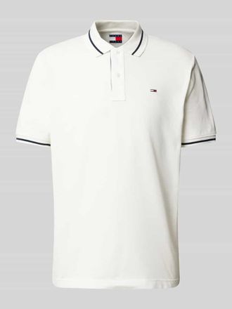 Tommy Jeans Regular Fit Poloshirt mit Logo-Stitching in Offwhite, Gr&ouml;&szlig;e XXL