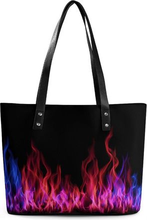 Generic Blue And Red Fire Flame Tote Bags for Women Cute Shoulder Purses Handbags