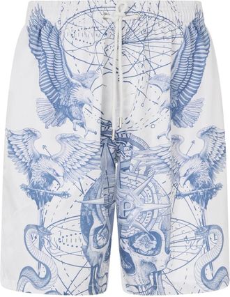 Philipp Plein Nylon Shorts Tattoo - Heren - Korte Broeken - Wit - M - Nylon - Korte Broeken