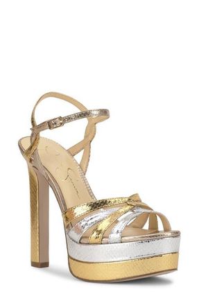 Jessica Simpson Itzari Ankle Strap Platform Sandal in Gold at Nordstrom, Size 9.5