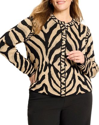 Nic+Zoe Nic+Zoe Plus Animal Jacquard Cardigan