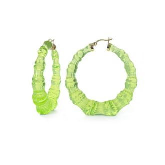 Gold & Honey Womens Lucite Bamboo Hoop Earrings In Lime Green